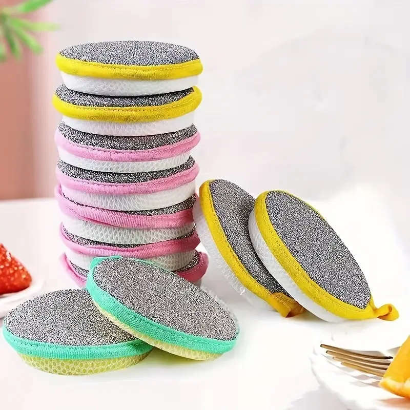 5pcs Aseptic Cleaning Sponges Durable Scouring Pads Dish Cloths for Kitchen Sink and Stove Washable