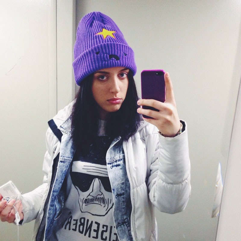 1pc Cozy Purple Anime-Inspired Slouchy Beanie with Cute Cartoon Embroidery Soft Elastic Knit Hat