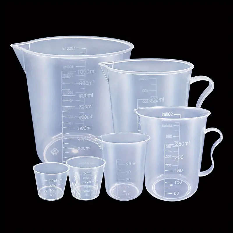 6pcs Clear Plastic Measuring Cup Set with Easy-Pour Spouts Durable Accurate for Baking Cooking Essen