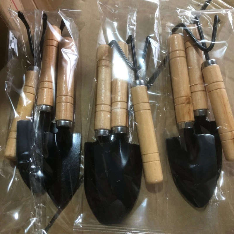 3pcs Succulent Gardening Tool Set Durable Metal Wood Hand Tools Miniature Spade Shovel Rake Ideal fo