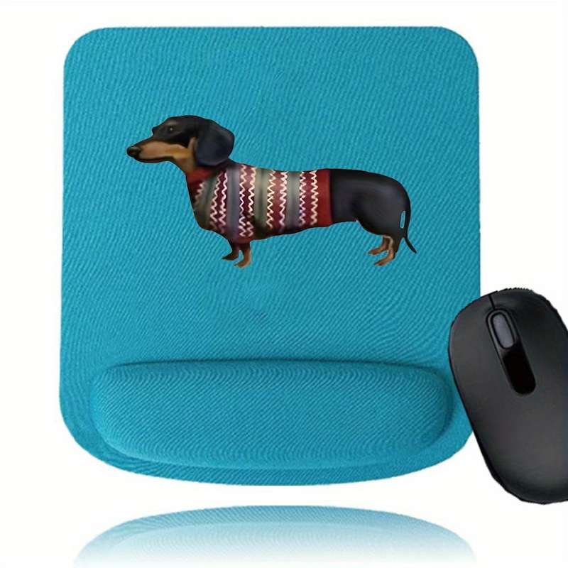 1pc Ergonomic Dachshund Themed Mouse Pad Wrist Support PVC Memory Foam Rest Non-Slip B
