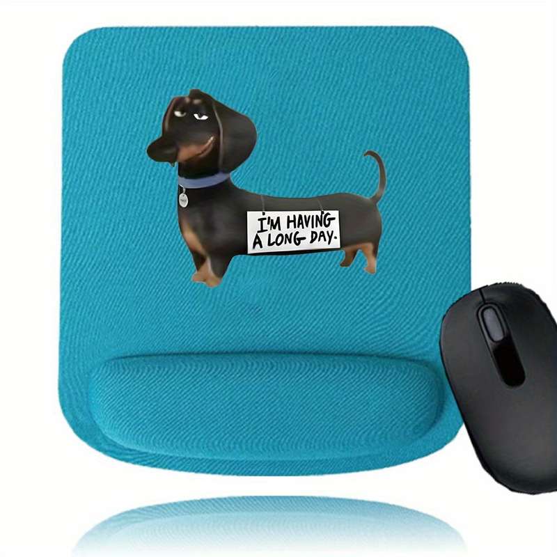 1pc Ergonomic Dachshund Themed Mouse Pad Wrist Support PVC Memory Foam Rest Non-Slip B
