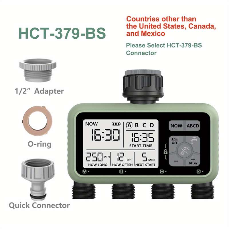 1Pc Compact 4 Outlet Digital Water Timer Sprinkler