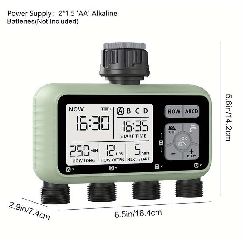 1Pc Compact 4 Outlet Digital Water Timer Sprinkler