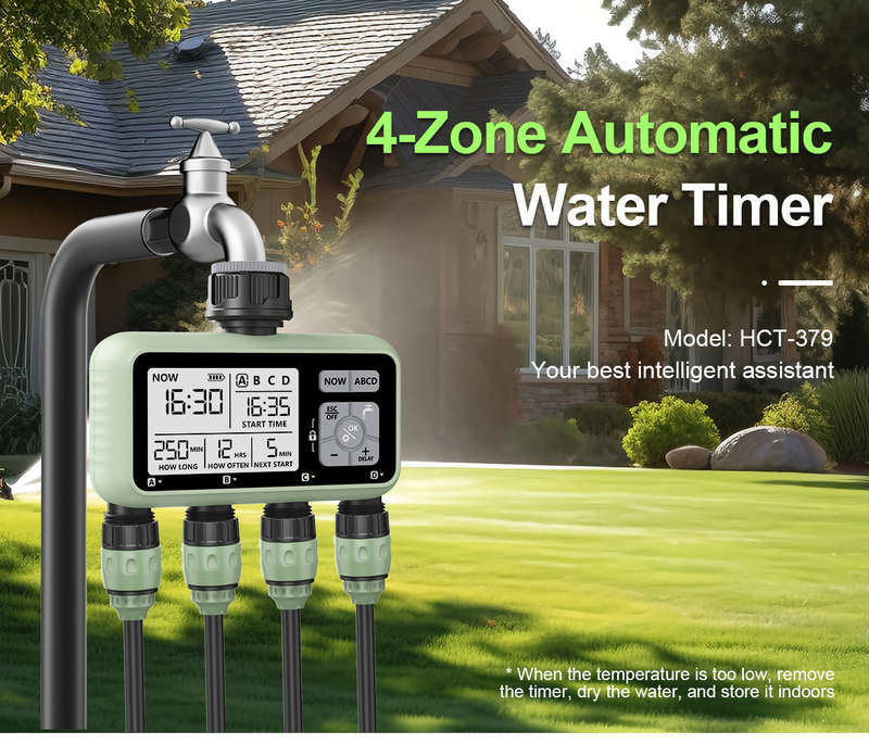 1Pc Compact 4 Outlet Digital Water Timer Sprinkler