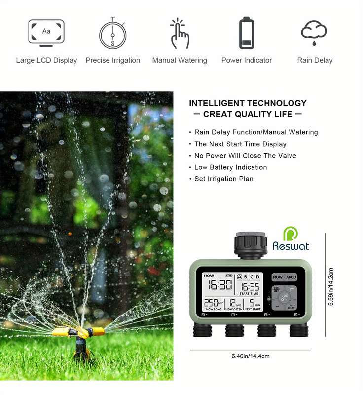 1Pc Compact 4 Outlet Digital Water Timer Sprinkler