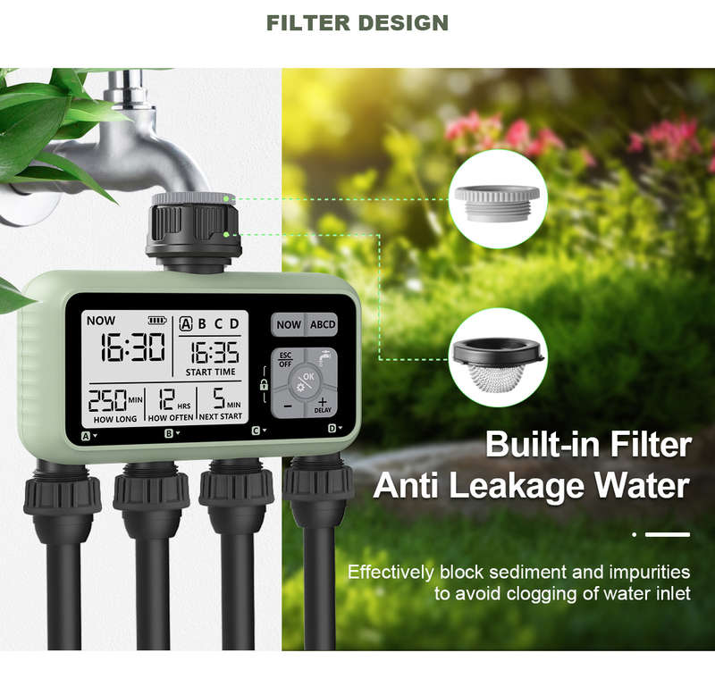1Pc Compact 4 Outlet Digital Water Timer Sprinkler