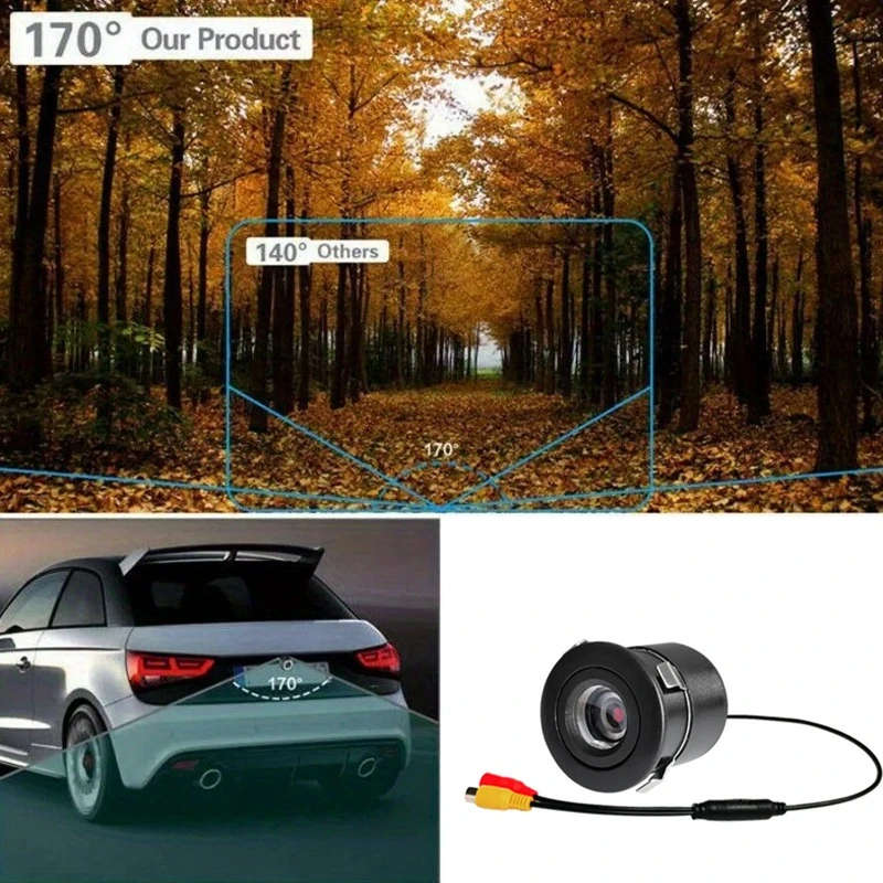 1pc HD Night Vision Wide Angle Punch Hole Backup Camera Auto RV Reversing Rear View Camera for Parki