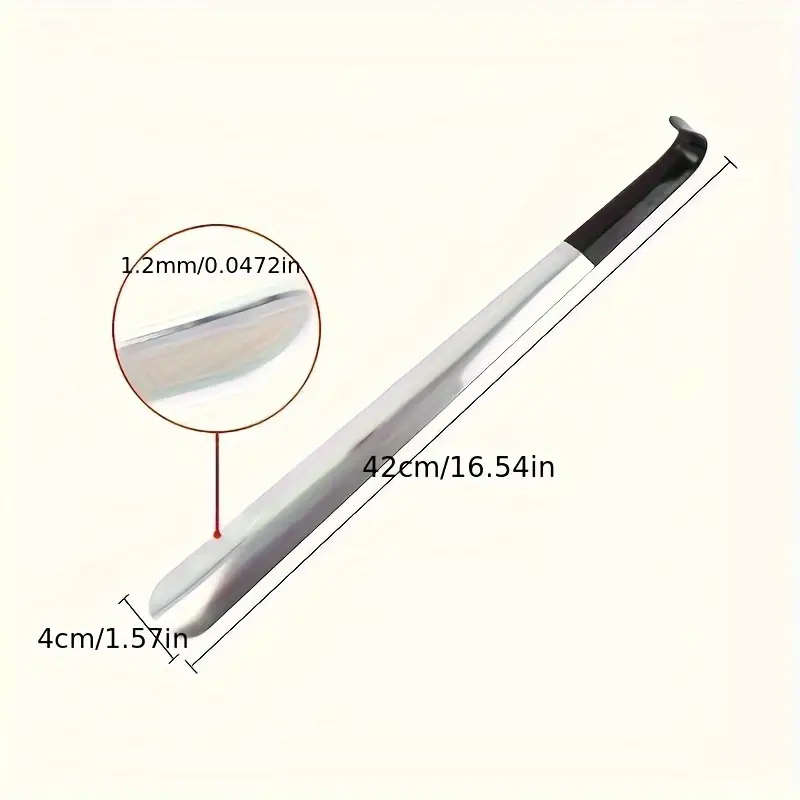 1pc Durable Stainless Steel Ergonomic Shoehorn 41.91cm Long Handle Easy-Grip Comfort Shoe Lifter for