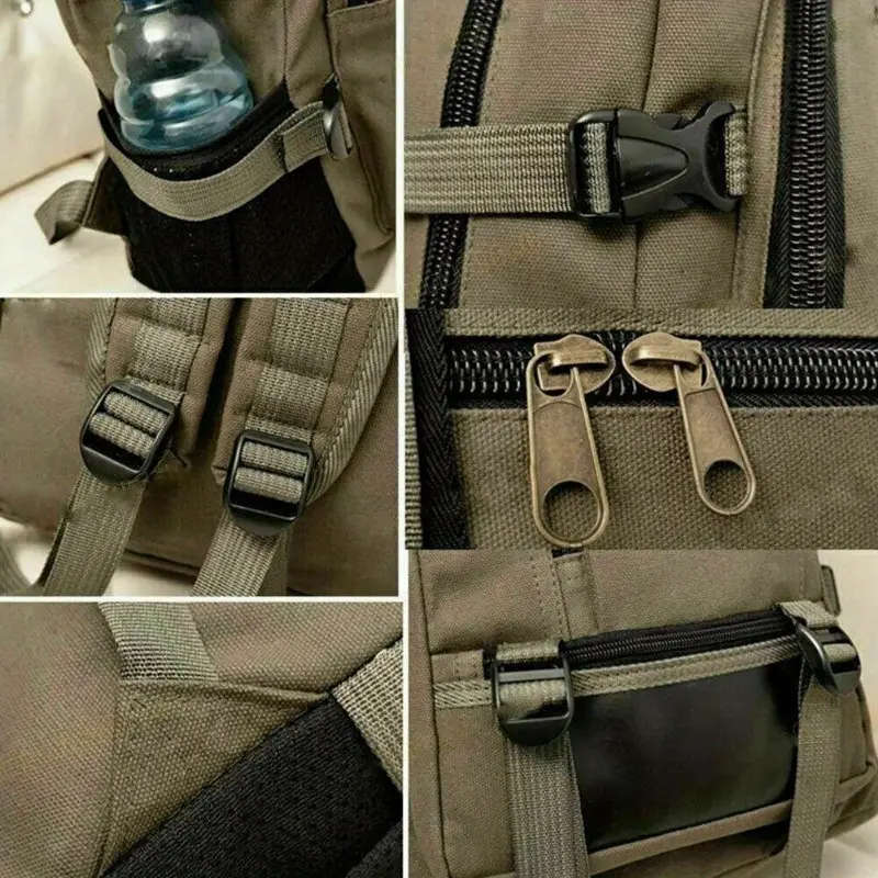 1pc Sports Style Canvas Backpack Lightweight Adjustable Strap Zipper Closure Polyester Lined Hand Wa