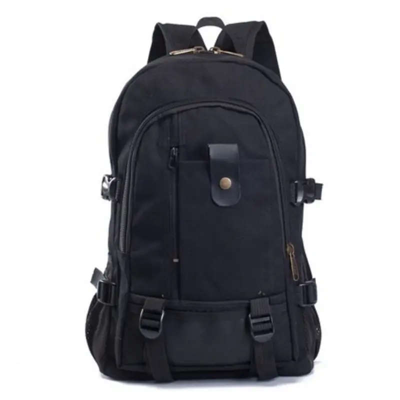 1pc Sports Style Canvas Backpack Lightweight Adjustable Strap Zipper Closure Polyester Lined Hand Wa