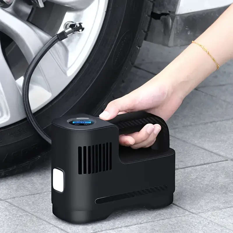 1pc Portable Air Compressor Pum Digital Tire Inflator with LED Light  Carry Rope High-Precision Dura