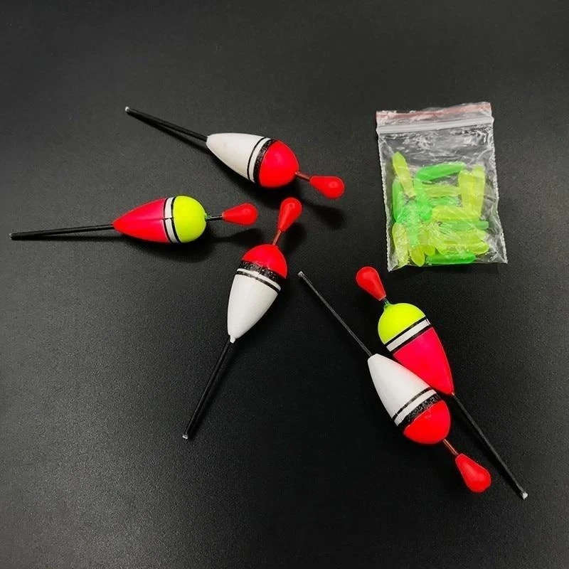 15pcs Assorted Sizes Vertical Fishing Floats Set TPR Plastic Long Tail Buoy for Sea Angling and Fish