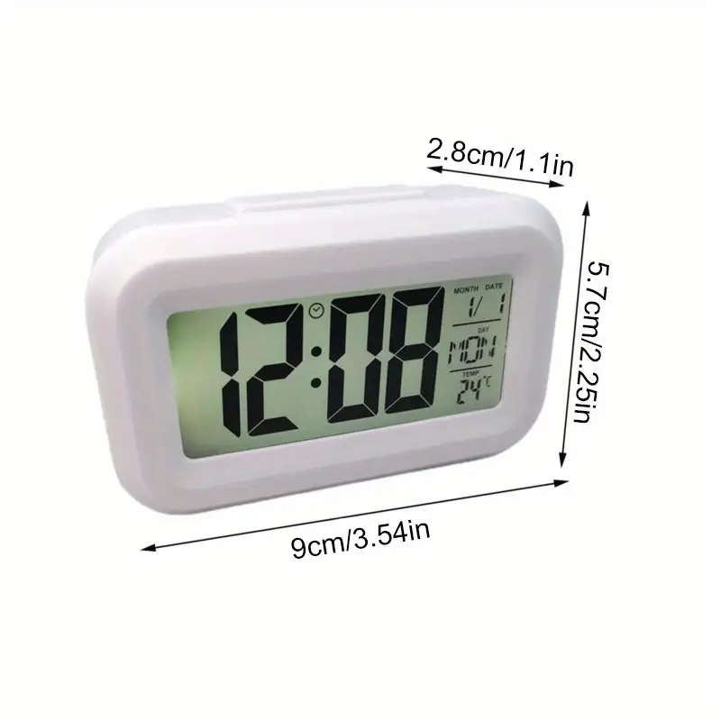1pc Mini LCD Smart Alarm Clock With Night Light Music Alarm Snooze Perpetual Calendar Digital Therm