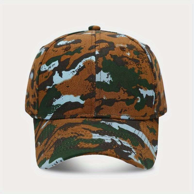 1pc Adjustable Camo Baseball Cap Lightweight Polyester Breathable Sun-Protective Hat for Outdo