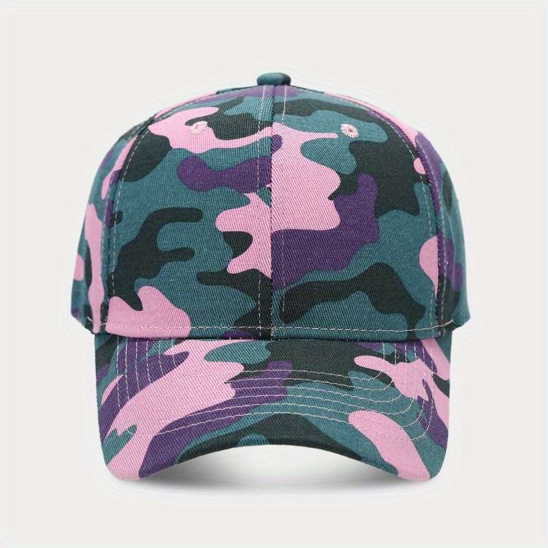 1pc Adjustable Camo Baseball Cap Lightweight Polyester Breathable Sun-Protective Hat for Outdo