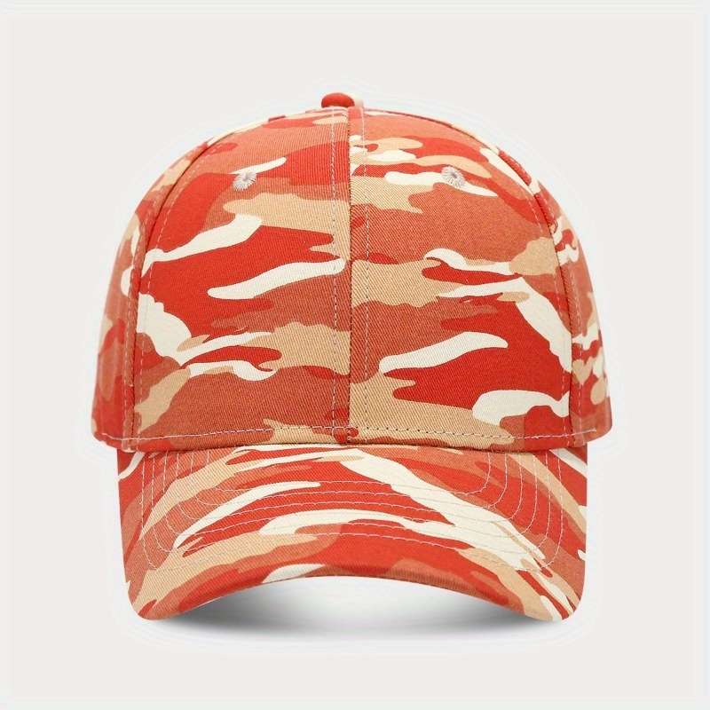 1pc Adjustable Camo Baseball Cap Lightweight Polyester Breathable Sun-Protective Hat for Outdo
