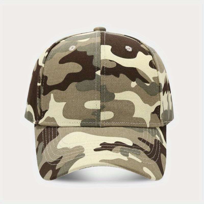 1pc Adjustable Camo Baseball Cap Lightweight Polyester Breathable Sun-Protective Hat for Outdo