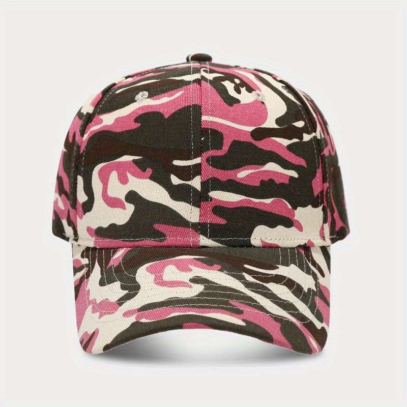 1pc Adjustable Camo Baseball Cap Lightweight Polyester Breathable Sun-Protective Hat for Outdo