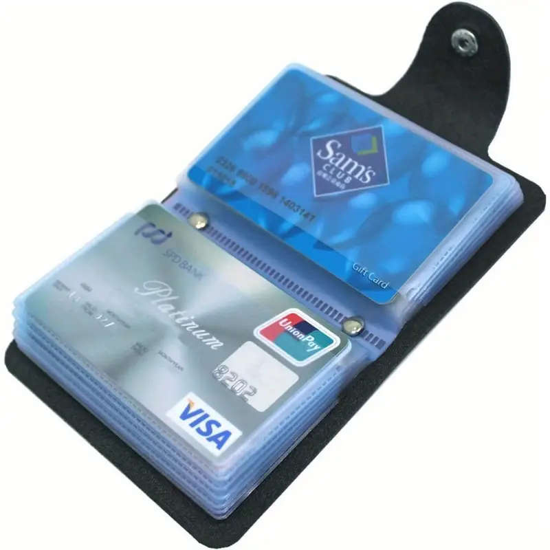 1pc Stylish Black Wallet Featuring 24 Card Compartments a Compact Holder for Business Cards And a Po