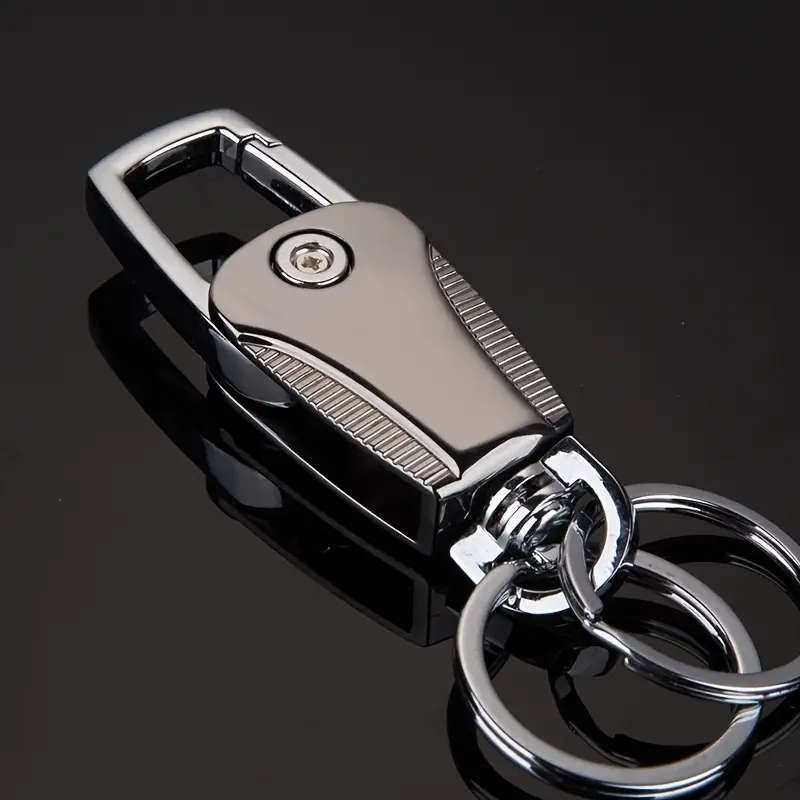 1pc Stainless Steel Carabiner Keychain with Polyester Fiber Durable Key Ring for Men and Women Foldi