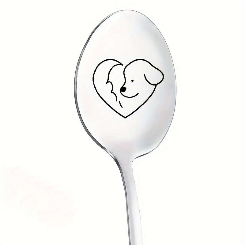 1pc  Cat Dog Love  Mirror Finish Stainless Spoon Ideal for Dining Family Use Mother's Day