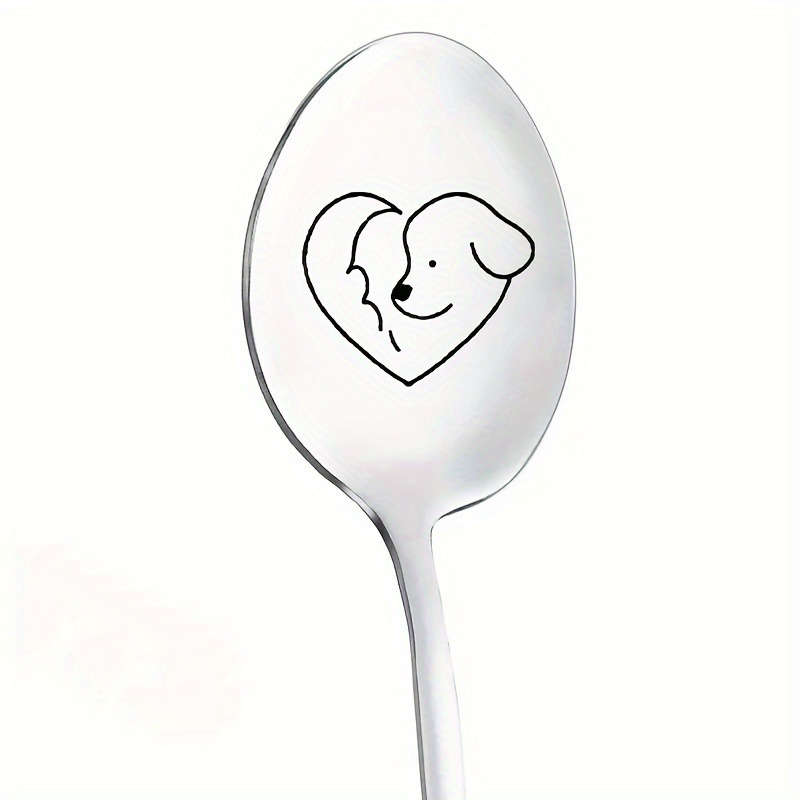 1pc  Cat Dog Love  Mirror Finish Stainless Spoon Ideal for Dining Family Use Mother's Day