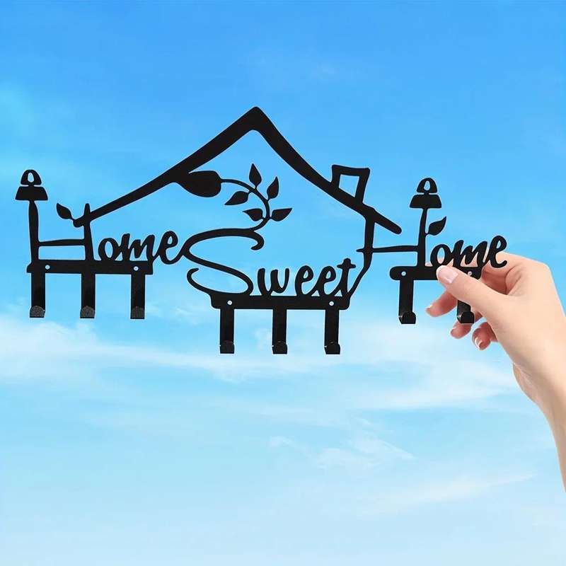 1pc SWEET HOME Multi-Purpose Metal Wall HooksEasy Install Ideal for Organizing Keys Clothes To