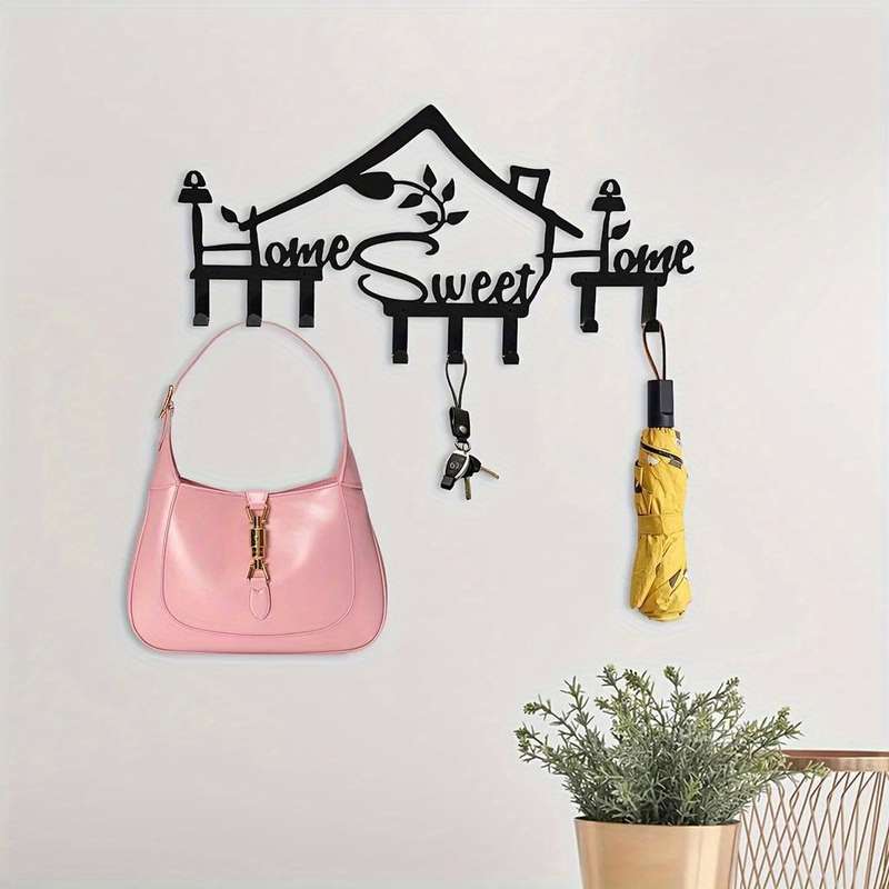 1pc SWEET HOME Multi-Purpose Metal Wall HooksEasy Install Ideal for Organizing Keys Clothes To