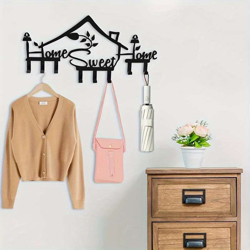 1pc SWEET HOME Multi-Purpose Metal Wall HooksEasy Install Ideal for Organizing Keys Clothes To