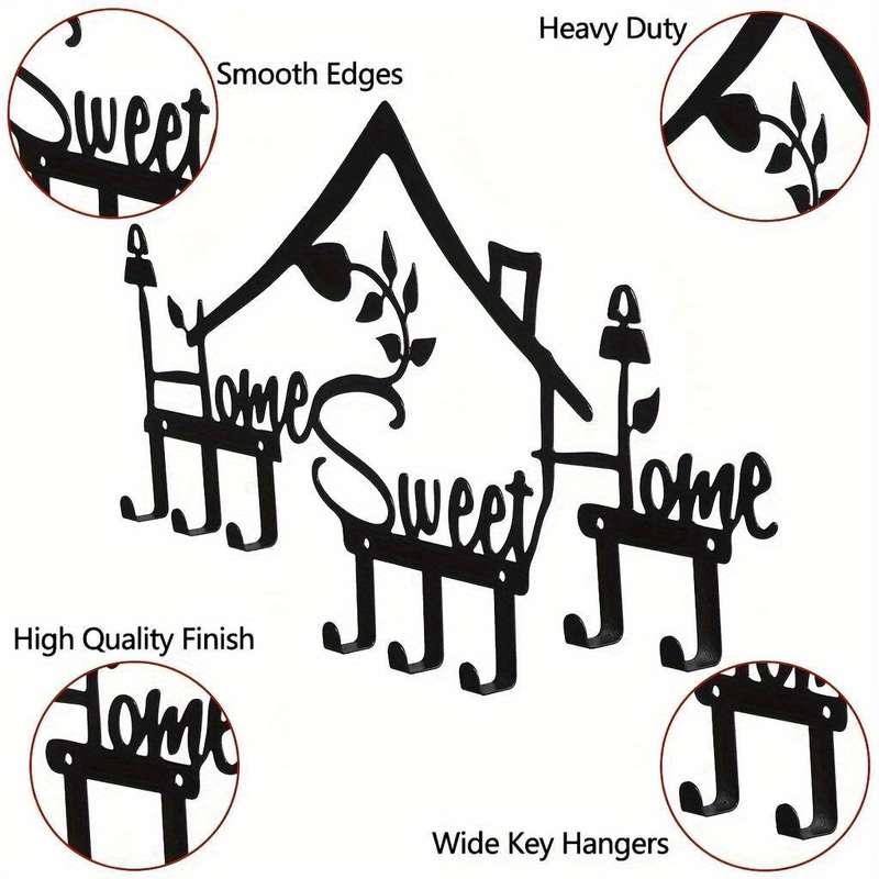 1pc SWEET HOME Multi-Purpose Metal Wall HooksEasy Install Ideal for Organizing Keys Clothes To