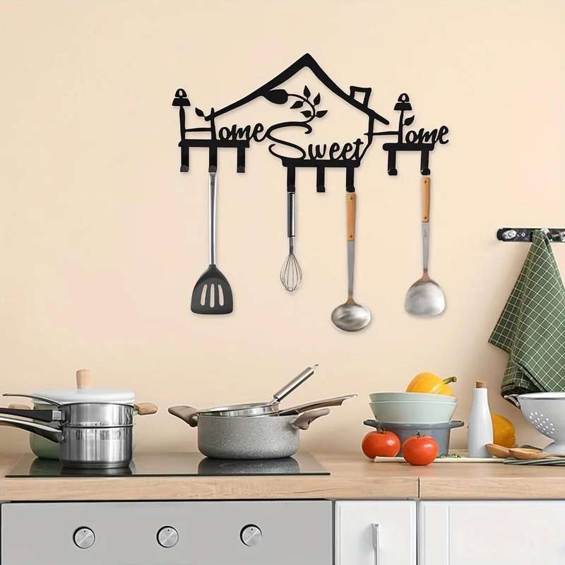 1pc SWEET HOME Multi-Purpose Metal Wall HooksEasy Install Ideal for Organizing Keys Clothes To