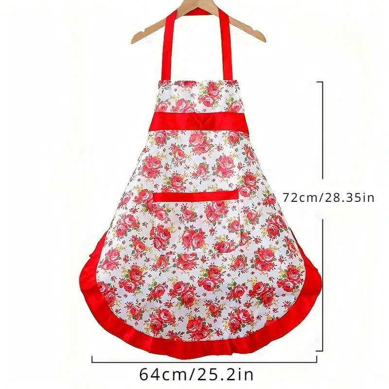 1pc Adjustable Bib Apron with Pocket Polyester Woven Kitchen Apron Oil-Proof Fashion Coveralls for C