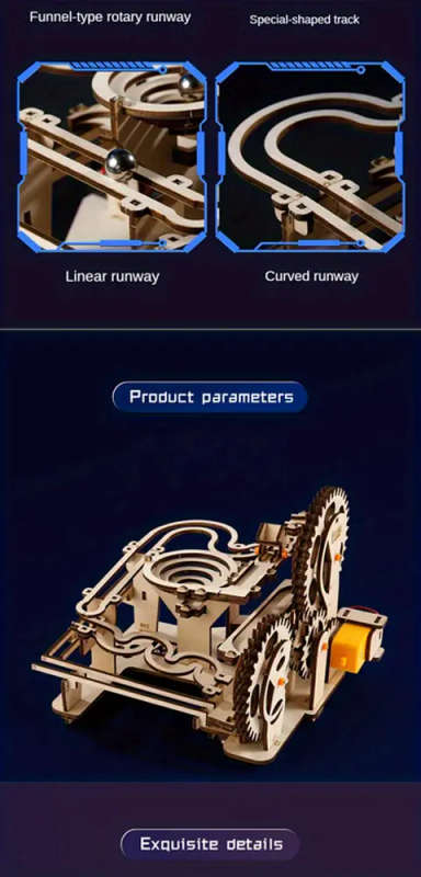 intricate 3d wooden puzzle mechanical track balls diy assembly educational toy for adults khaki with gears springs no screws needed toys details 5