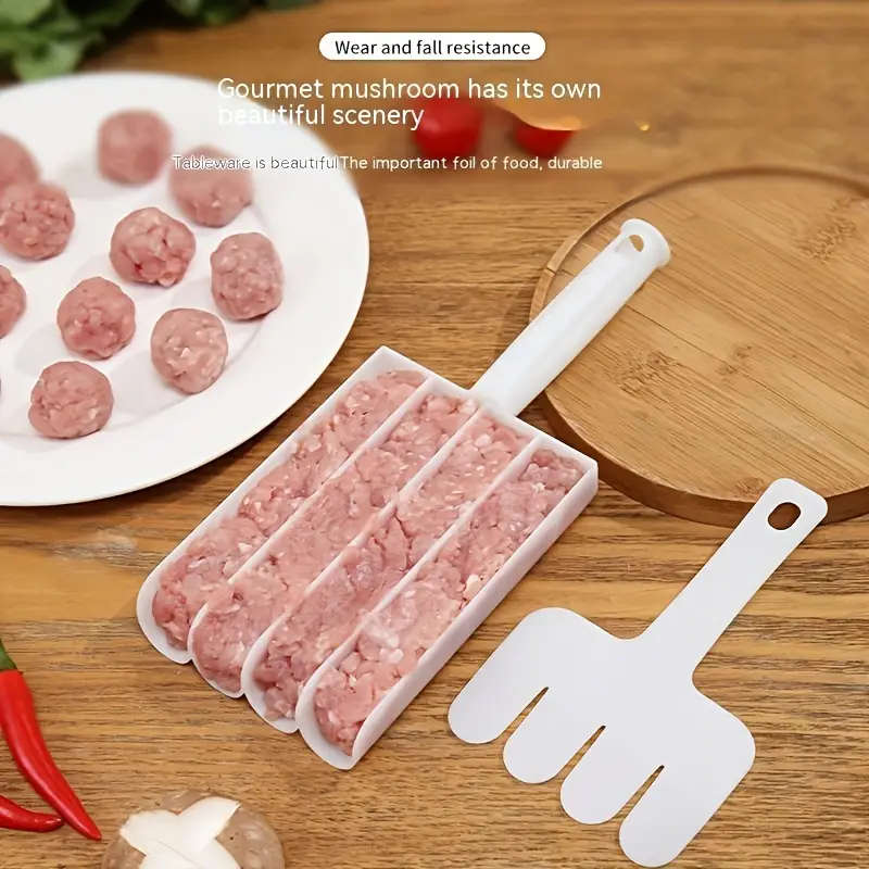 2 Pack Plastic Meatball Maker Set Quadruple Meatball Fish Ball Press Shrimp Slide Kitchen