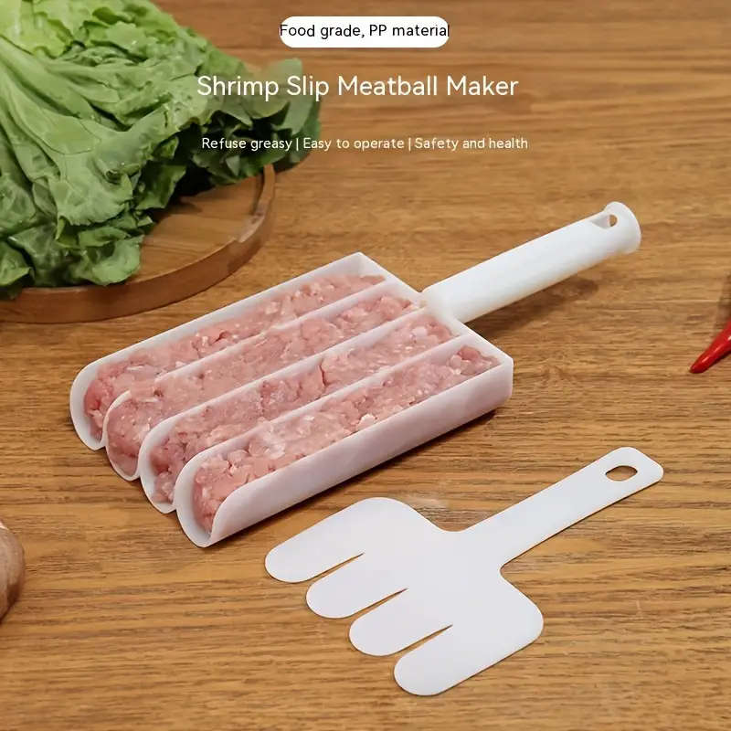 2 Pack Plastic Meatball Maker Set Quadruple Meatball Fish Ball Press Shrimp Slide Kitchen