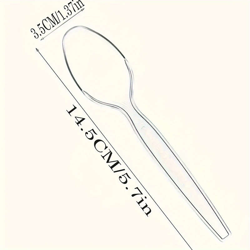 50pcs Durable Plastic Spoons Transparent Reusable Washable for Desserts Yogurt Soup Id