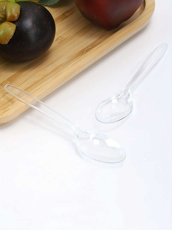 50pcs Durable Plastic Spoons Transparent Reusable Washable for Desserts Yogurt Soup Id