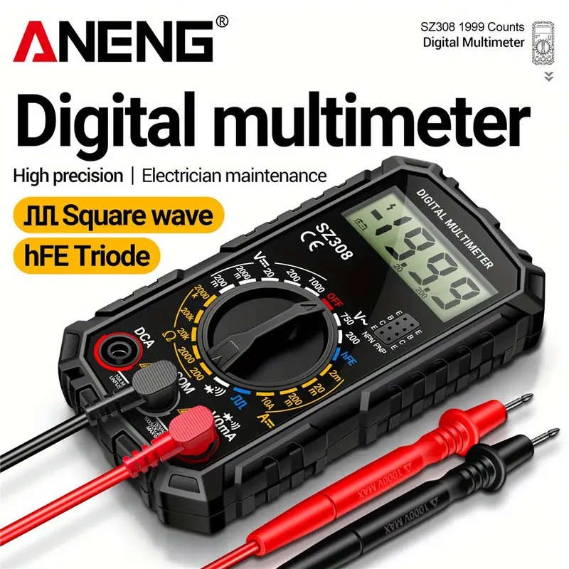 1pc SZ308 High-Precision Digital Multimeter Electrical Maintenance AC-DC Tester Multifunctional