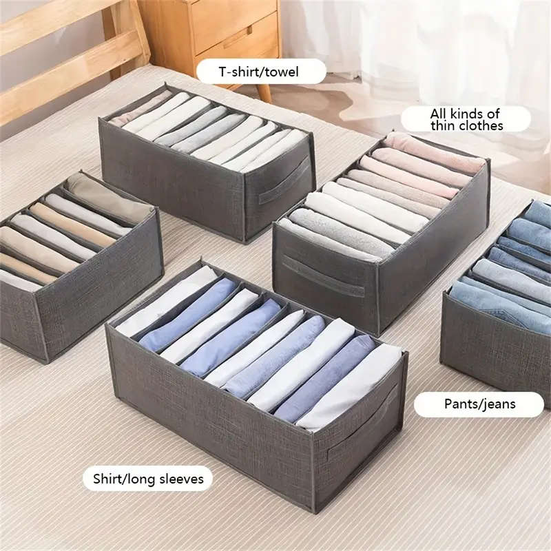 1pc Light Grey Fabric Clothes Storage Bag with Handle Minimalist Wardrobe Organizer Container Lightw