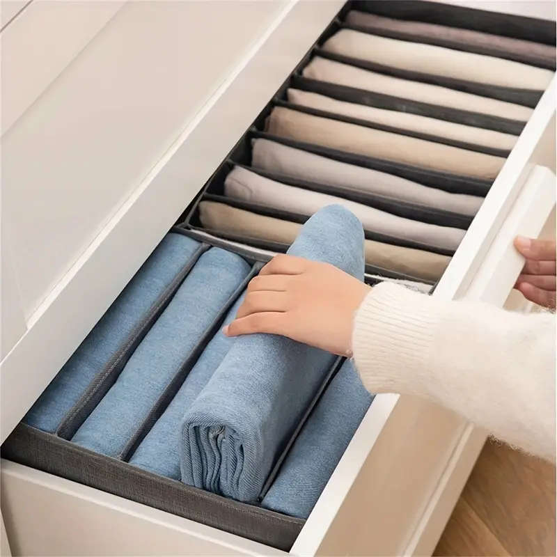 1pc Light Grey Fabric Clothes Storage Bag with Handle Minimalist Wardrobe Organizer Container Lightw