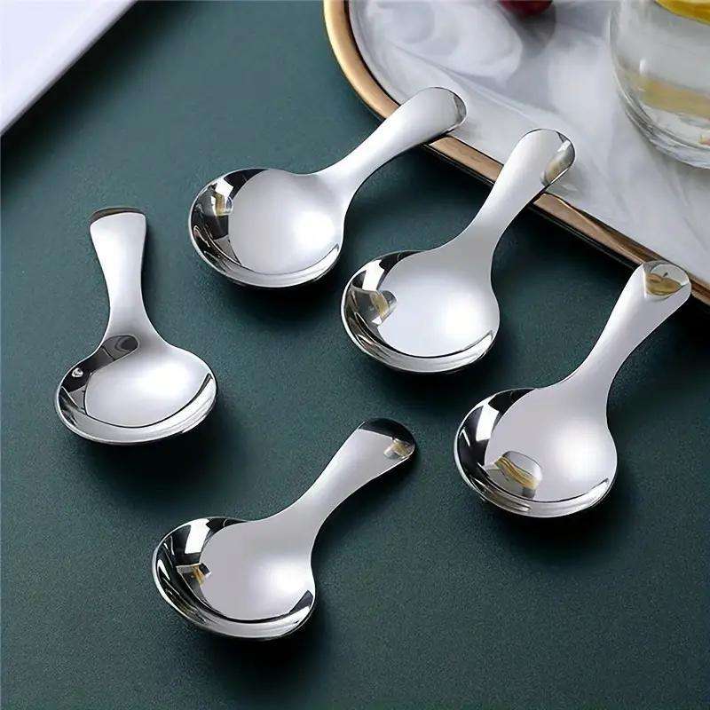6pcs Stainless Steel Mini Spoons 3.5  Short Handle for Coffee Tea Desserts More Durable