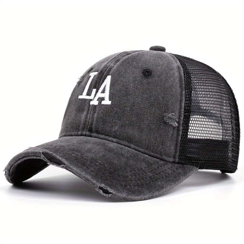 1pc Men's Sports Leisure Cap Breathable Cotton Mesh Trucker Hat with Adjustable Snapback Closur