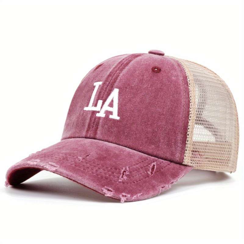 1pc Men's Sports Leisure Cap Breathable Cotton Mesh Trucker Hat with Adjustable Snapback Closur