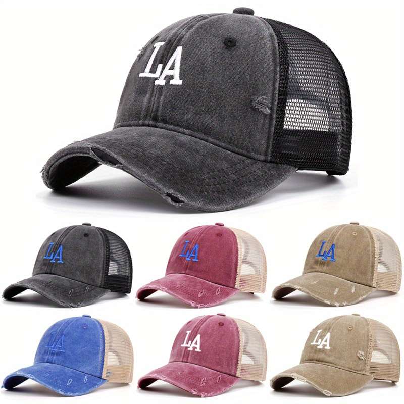 1pc Men's Sports Leisure Cap Breathable Cotton Mesh Trucker Hat with Adjustable Snapback Closur