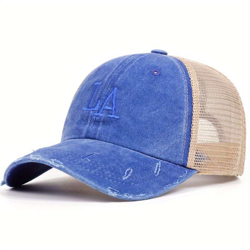 1pc Men's Sports Leisure Cap Breathable Cotton Mesh Trucker Hat with Adjustable Snapback Closur
