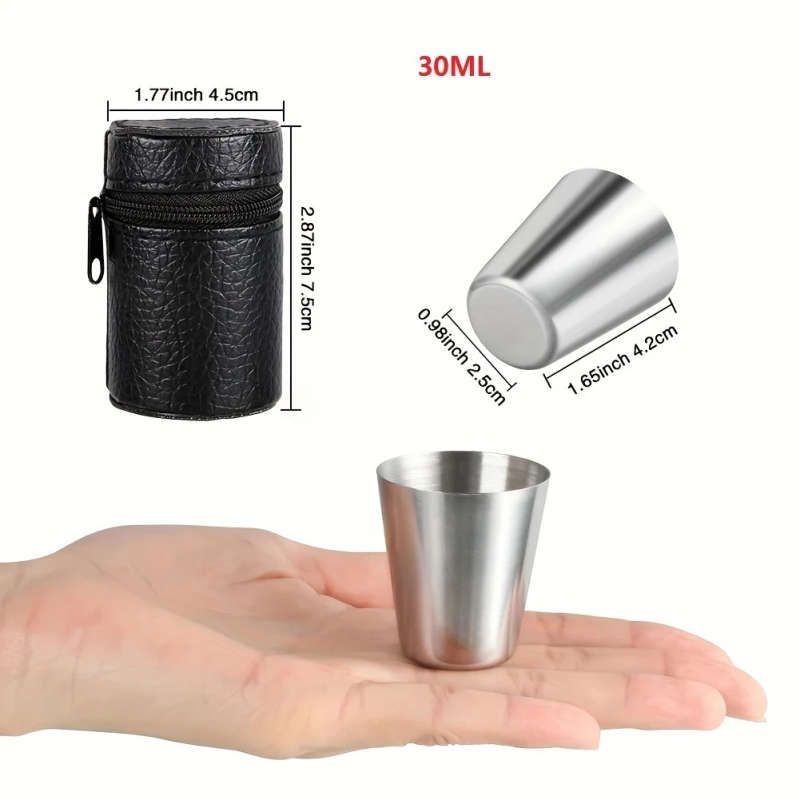 5pcs Stainless Steel Cup Set Sleek Durable 1.01oz Ideal for Outdoor Parties Picnics Travel Includes