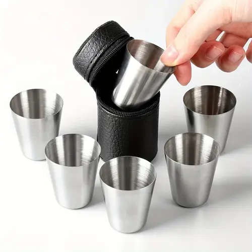 5pcs Stainless Steel Cup Set Sleek Durable 1.01oz Ideal for Outdoor Parties Picnics Travel Includes