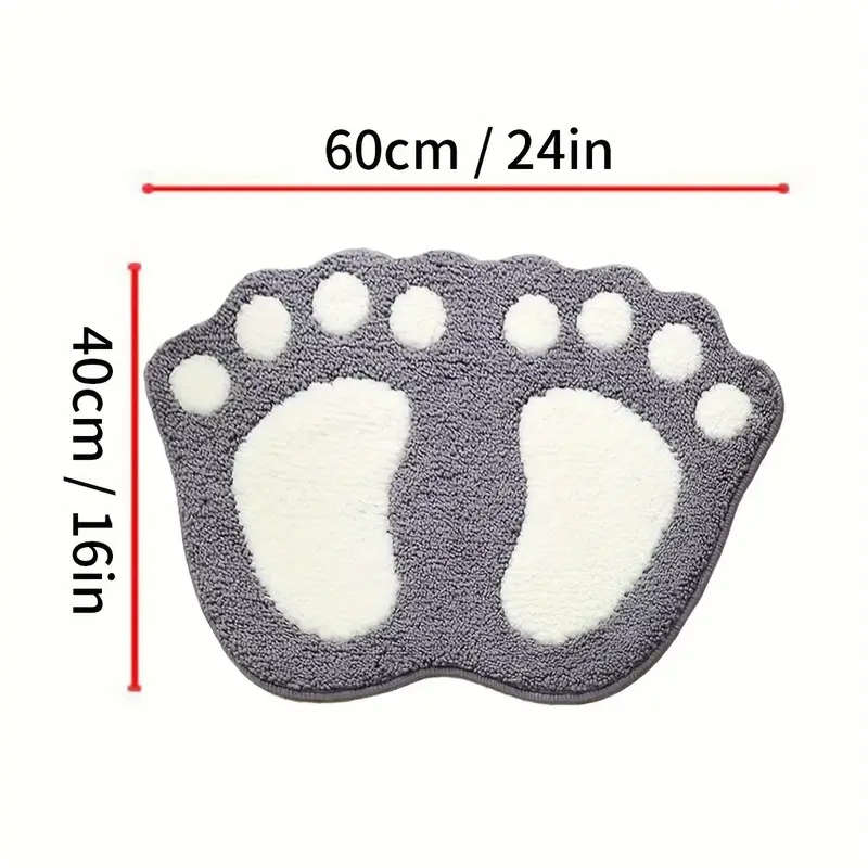 1pc Ultra-Absorbent Microfiber Bath Mat with Non-Slip Grip Cute Footprint Design for Cozy Home Decor