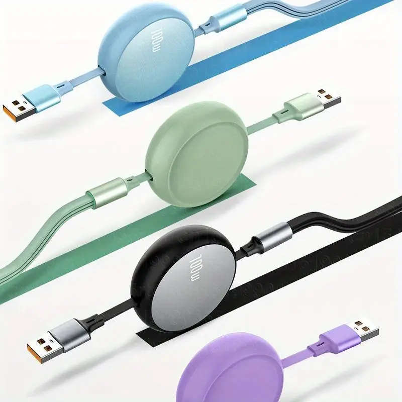3 in 1 Retractable USB C 6A 100W USB Fast Charger